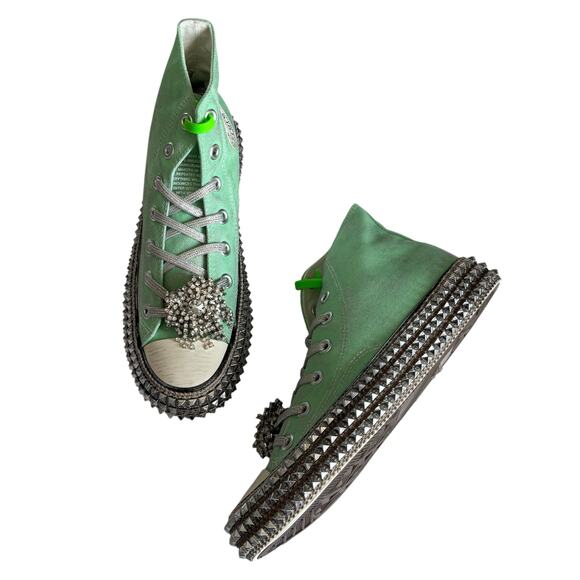 NAN-KU Couture Cruise Spring Mint Hi-Top Studded Embellished Sneakers sz 39 NEW - Picture 1 of 10